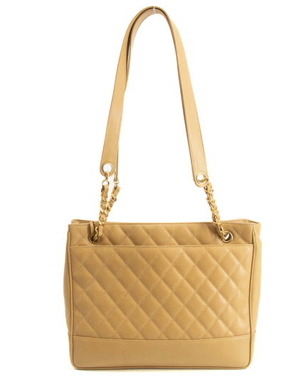 Chanel Beige Caviar Skin Quilted Matelase Shoulder Bag #3971