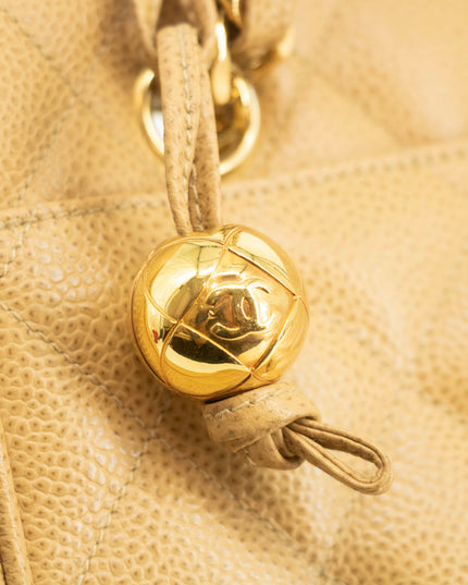 Chanel Beige Caviar Skin Quilted Matelase Shoulder Bag #3971