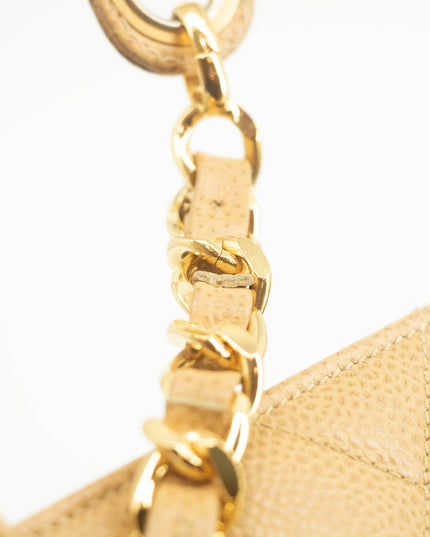 Chanel Beige Caviar Skin Quilted Matelase Shoulder Bag #3971