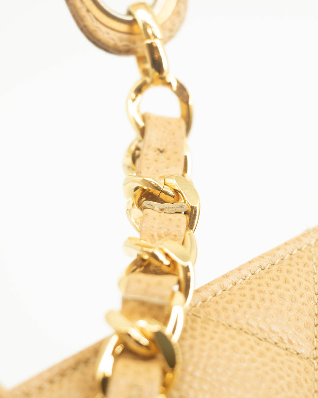 Chanel Beige Caviar Skin Quilted Matelase Shoulder Bag #3971