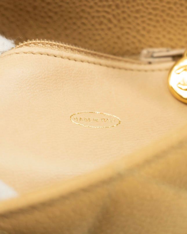 Chanel Beige Caviar Skin Quilted Matelase Shoulder Bag #3971