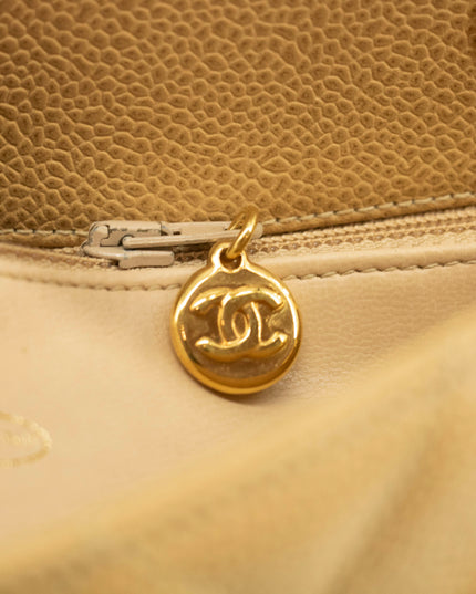 Chanel Beige Caviar Skin Quilted Matelase Shoulder Bag #3971