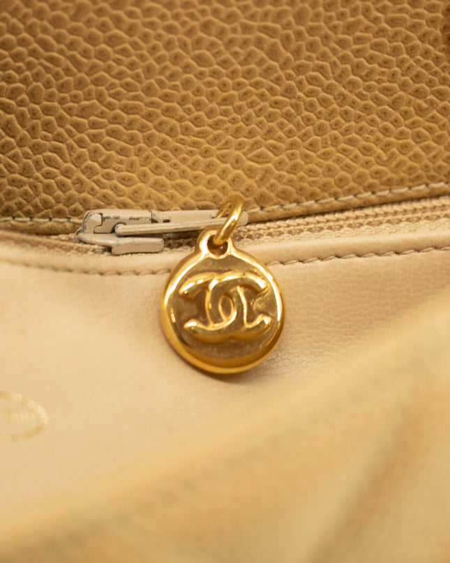 Chanel Beige Caviar Skin Quilted Matelase Shoulder Bag #3971
