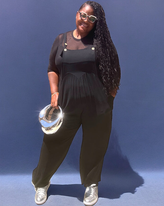 Plus Size Lazy Day Overalls In Black
