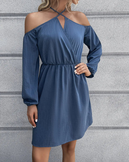 Cold-Shoulder Crisscross Mini Dress
