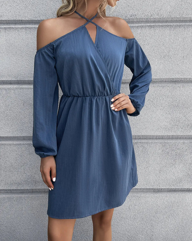 Cold-Shoulder Crisscross Mini Dress