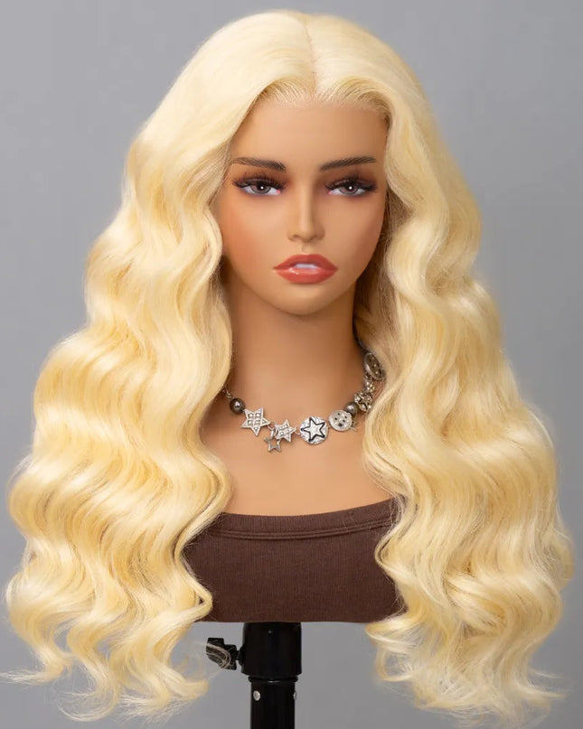 613 Blonde Straight Human Hair Lace Front Wigs Undetectable Lace Wig 180% Density junoda