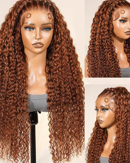 Pre-Braided Burnt Orange Stylist Wig Deep Wave 13x4 Lace Frontal Pre-plucked junoda
