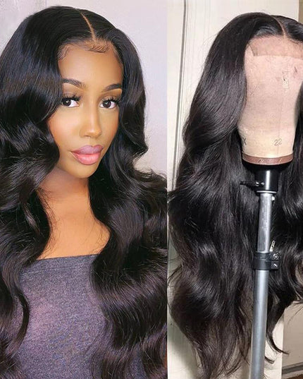 Body Wave 4x4 Lace Closure Wigs Peruvian Hair Natural Hairline junoda