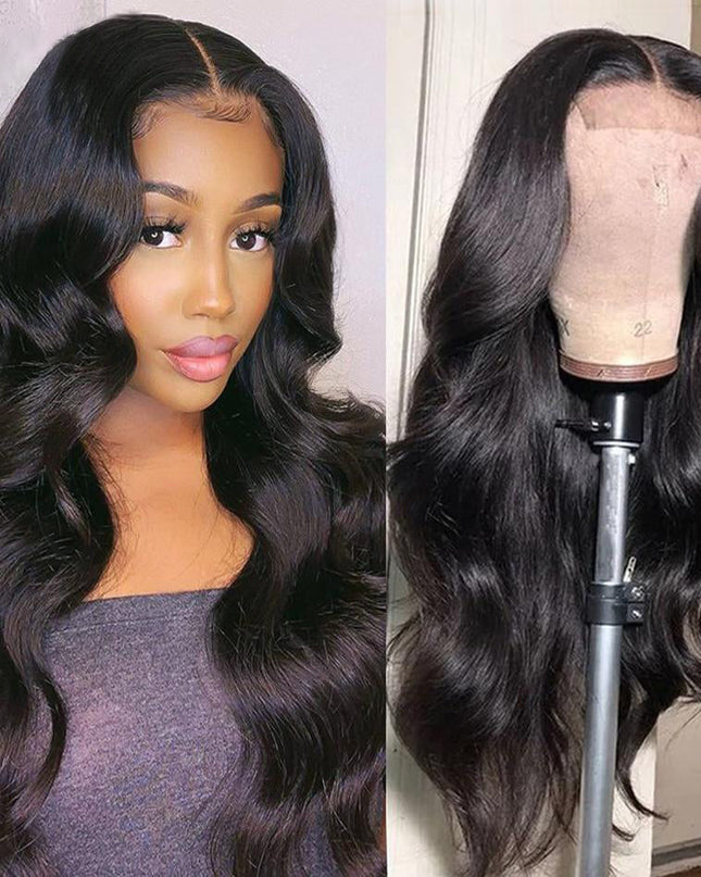 Body Wave 4x4 Lace Closure Wigs Peruvian Hair Natural Hairline junoda