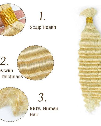 Junoda #613 Blonde Deep Wave Bulk Hair Extensions For Braiding Bundles junoda