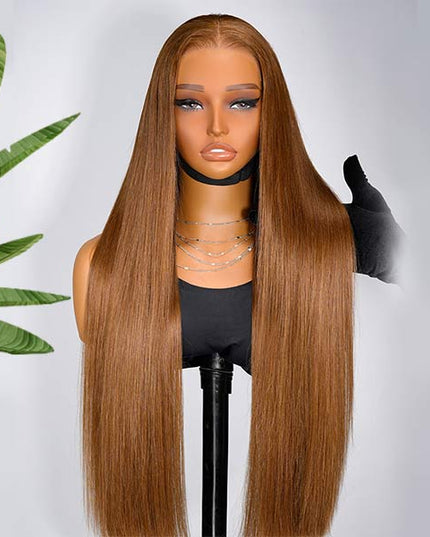 Caramel Brown Silky Straight Lace Frontal Wig Glueless Wig junoda