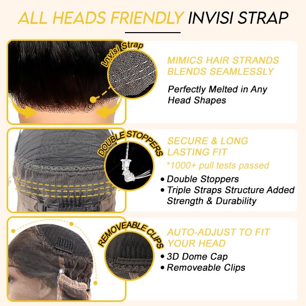 Junoda Silky Straight Invisible Adjustable Strap 360 Transparent Lace Frontal Bleached Knots Lace Wig junoda