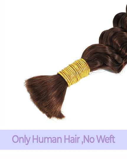 Junoda #4 Deep Wave Bulk Human Hair For Braiding Crochet Micro Boho Braids For Black Women junoda