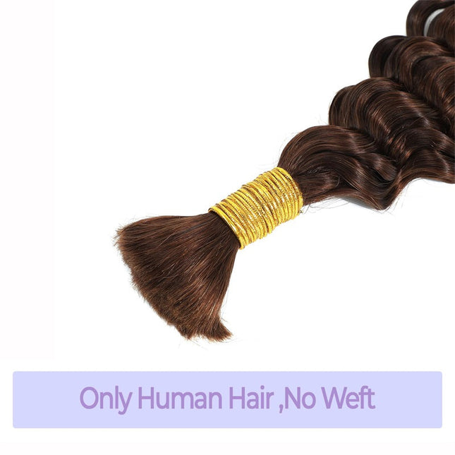 Junoda #4 Deep Wave Bulk Human Hair For Braiding Crochet Micro Boho Braids For Black Women junoda