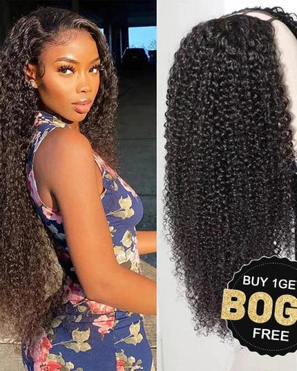 [BOGO] Junoda Jerry Curly V Part Wig Meets Real Scalp Thin U Part Glueless Wigs junoda