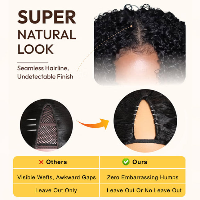 Invisi Drawstring Wig Water Wave Short Bob V Part Wig Shake and Go Glueless Human Hair Wigs for Sale junoda