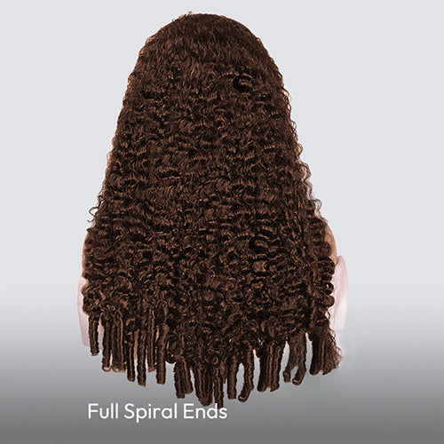 Dark Brown Burmese Curly Wig with Full Spiral Ends 6x5 Ready & Go Undetectable Lace Front Wig junoda