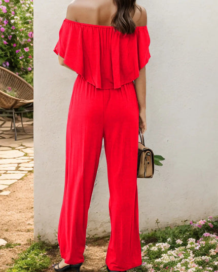 Off-Shoulder Wide Leg Jumpsuit