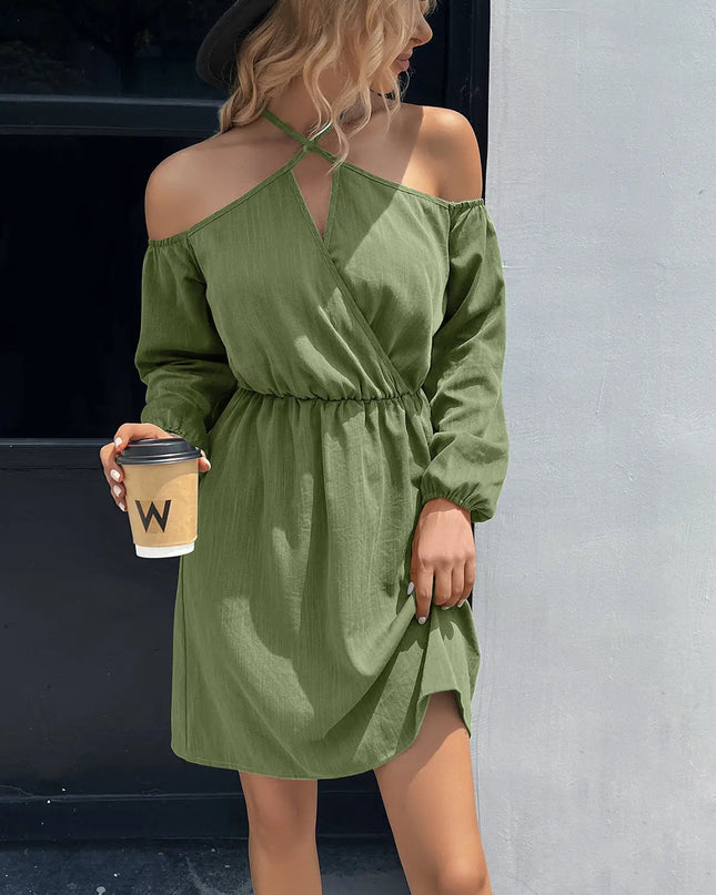 Cold-Shoulder Crisscross Mini Dress