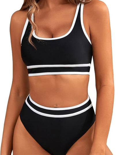 Bikini Tight-fitting Solid Color Swimsuit For Women