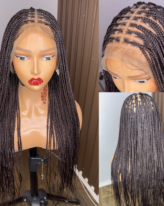 22 inches brown knotless braids