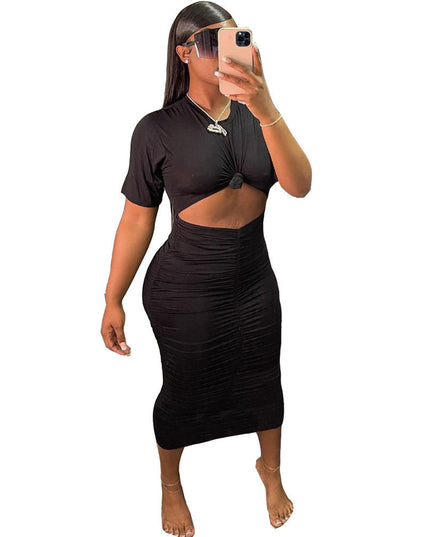 Ruched Short Sleeve Dress Set
