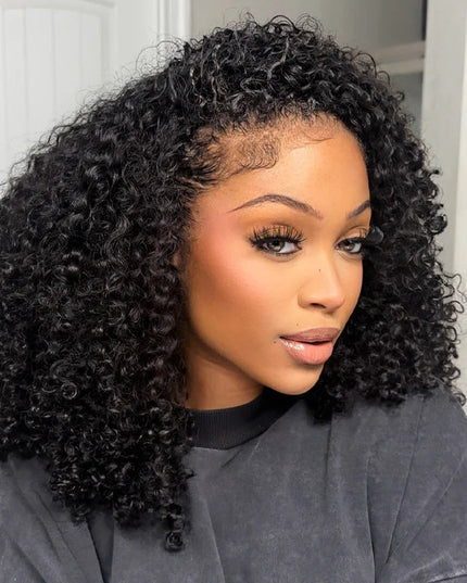 Drawstring Wig Coily Curly Seamless Kinky Curly Flip Over Wig Beginner Friendly junoda