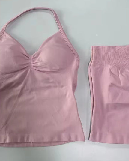 Fashionable Seamless Womens Fitness Shorts Set