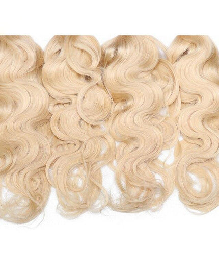Junoda Hair Honey Blonde 613 Body Wave 4 Bundles Brazilian Remy Human Hair Extensions Double Weft junoda