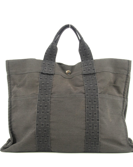Hermes Herline MM Grey Canvas Tote Bag #4781