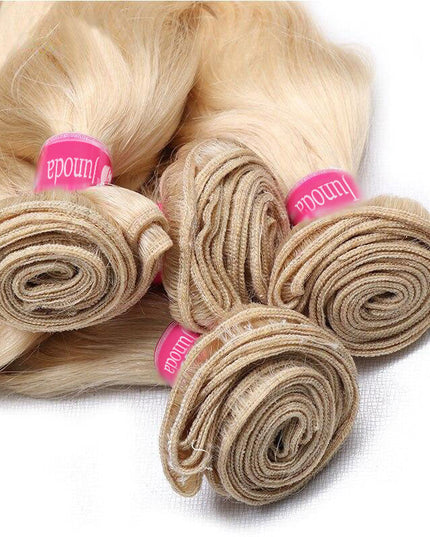 Junoda Hair Honey Blonde 613 Body Wave 4 Bundles Brazilian Remy Human Hair Extensions Double Weft junoda