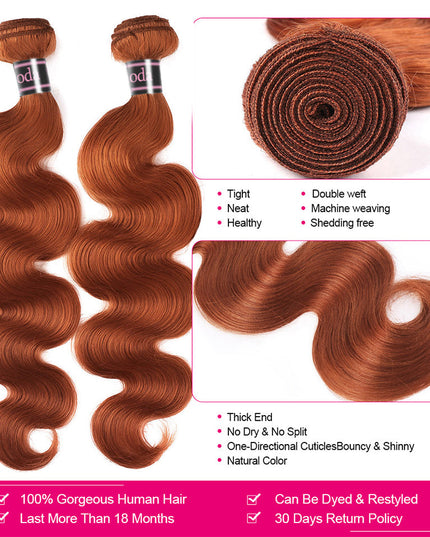 Junoda Hair Orange Body Wave Human Hair Weave Bundles Hair Extensions Brazilian Remy Hair junoda