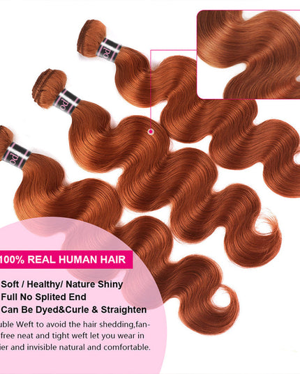 Junoda Hair Orange Body Wave Human Hair Weave Bundles Hair Extensions Brazilian Remy Hair junoda
