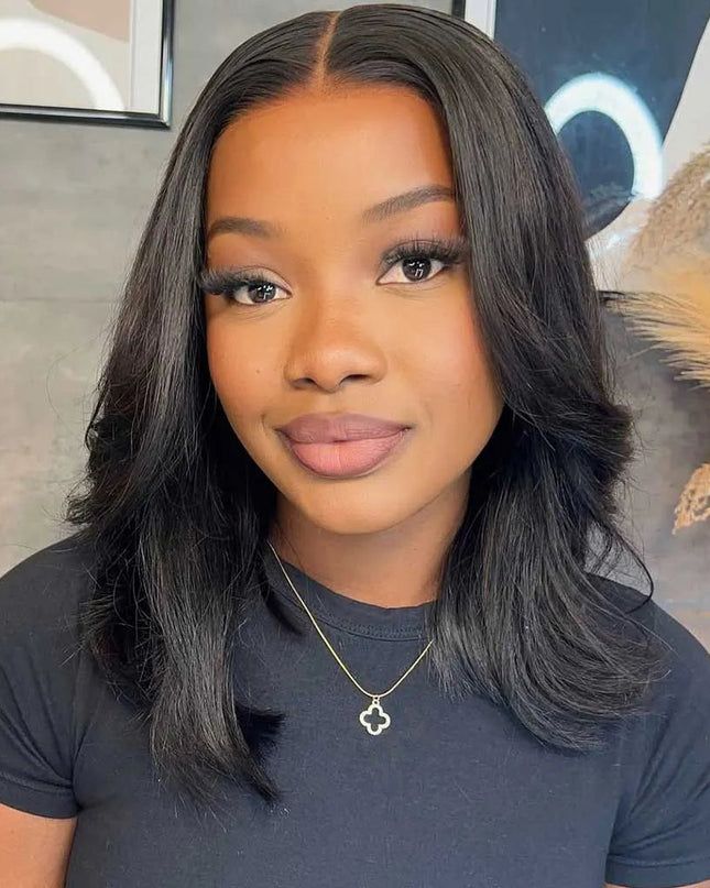 Layered Cut Bob Wig Glueless Pre-Cut Lace Closure Short Wig 100% Human Hair junoda