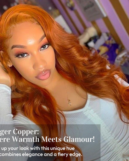Ginger Copper Color 350# Color Wig Body Wave Pre-cut 5x5 13x4 Lace Wear & Go Wig High Density junoda