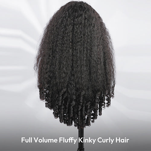 6x5 Lace Glueless Kinky Curly Wig with Spiral Curly Ends Human Hair Ready to Go With Drawstring junoda