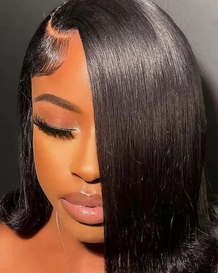 Junoda Side Part Straight Human Hair Bob Wig with Flipped Ends Lace Front Wig Fashion Hairstyles junoda