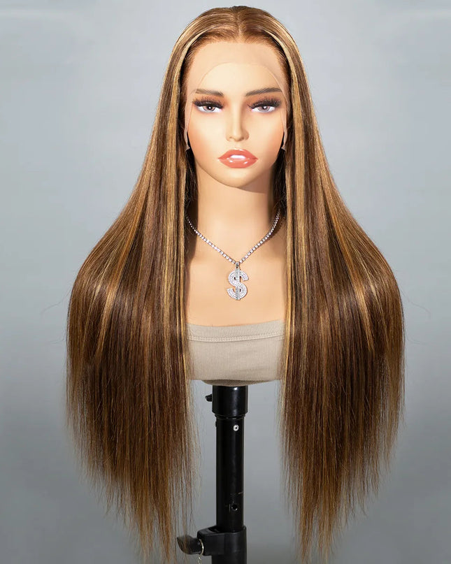 Highlight Honey Blonde Straight / Body Wave Hair Lace Front Wigs Flash Sale junoda