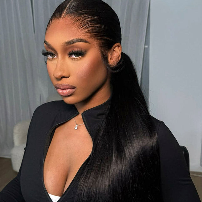 Natural Lagos Hairline Silk Straight 13x6 HD Transparent Lace Front Wig Human Hair No Glue Needed junoda