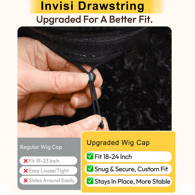 Invisi Drawstring Wig Water Wave Short Bob V Part Wig Shake and Go Glueless Human Hair Wigs for Sale junoda