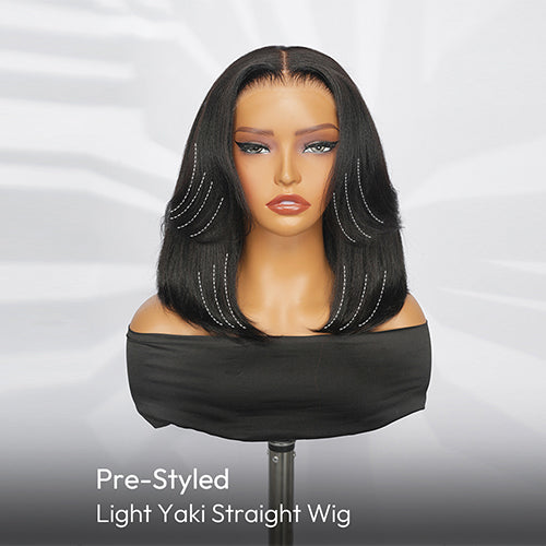 Pre-Layered Wig With Light Yaki Straight Texture 6x5 Lace Short Bob Wig For Beginner Friendly Glueless Human Hair junoda