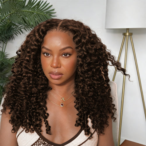 Dark Brown Burmese Curly Wig with Full Spiral Ends 6x5 Ready & Go Undetectable Lace Front Wig junoda