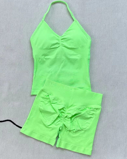 Fashionable Seamless Womens Fitness Shorts Set