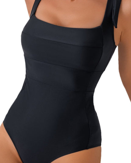 Swimsuit Women's Solid Color One-piece Lace-up Bikini Swimsuit Slim Swimsuit