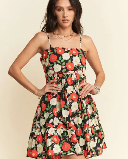 Floral Mini Dress: Scalloped Cutout Back Dress for Summer Style | Pretty Melanin Boutique