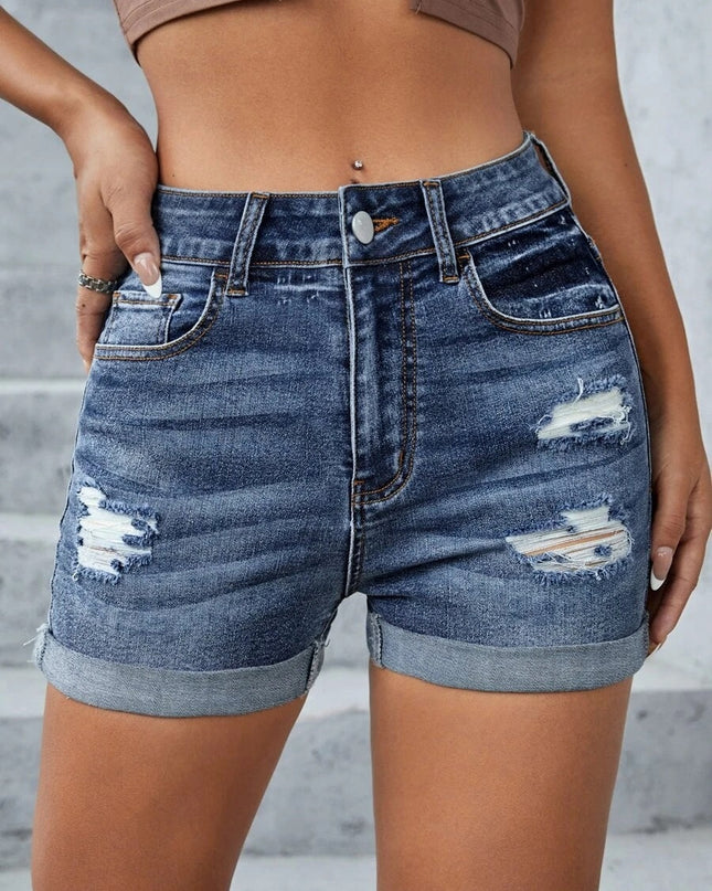 Fashion Personality Women's Ripped Denim Shorts