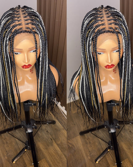 22 inches highlights knotless braided wig