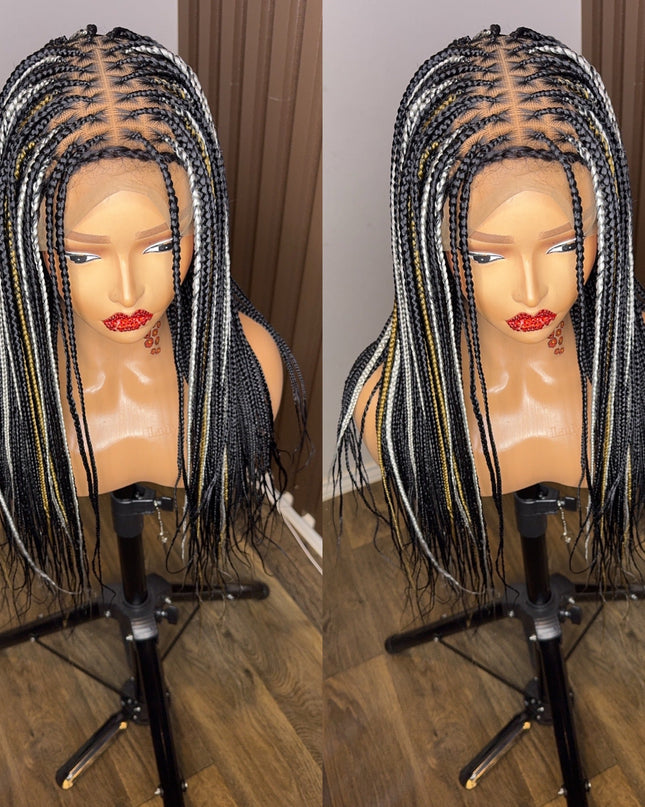 22 inches highlights knotless braided wig