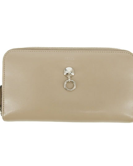 Fendi Grey Leather Zip Around Long Wallet #5189